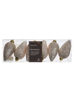 DEKOR DOM Novogodišnji set ukrasa Šišarka 8cm 6/1 028602, sedefasta - 043320