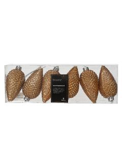 DEKOR DOM Novogodišnji set ukrasa Šišarka 8cm 6/1 028675, braon - 043324