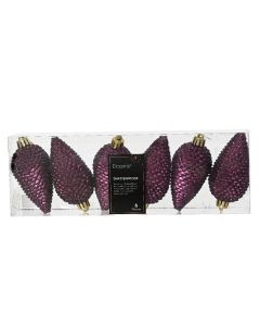 DEKOR DOM Novogodišnji set ukrasa Šišarka 8cm 6/1 028677, ljubičasta - 043325