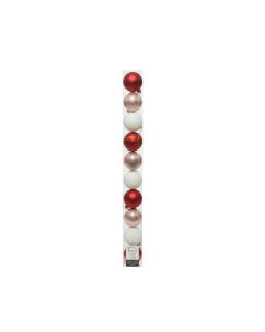 DECORIS Novogodišnje kugle, Red mix,  set 1/10 - 029240