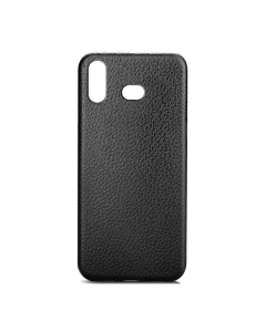 Maska za Samsung A6s (2018) crna Leather Look