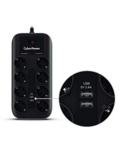 CyberPower produžni kabl prenapon.zaštita P0820SUF0 8xšuko/2xUSB flashc/1,8m - 0342111
