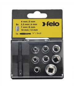 Felo Set nasadnih glava sa adapterom HEX Nut 05798106 9 kom - 05798106