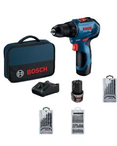 BOSCH Aku bušilica-odvrtač GSR 12V-30 u torbi sa 2 x 2,0 Ah Li-ion + 39-delni set pribora - 06019G9001