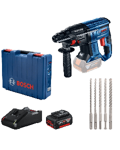 BOSCH Akumulatorski elektro-pneumatski čekić / bušilica GBH 180-LI 18V; 1x4,0 Ah + 5-delni set SDS plus 5x burgija - 0615990M9C