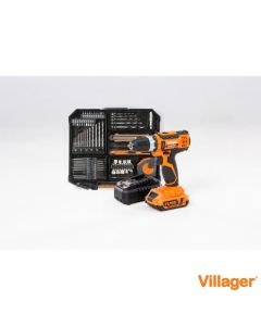 VILLAGER Aku bušilica set u koferu VLN 3220 + baterija 2.0Ah + punjač 2,4A + 74 nastavka