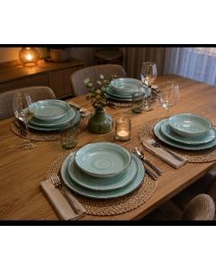 CUNGU Set tanjira 12/1 Green porcelan, zelena