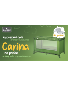 LORELLI Prenosivi krevetac za bebe Carina, zelena i poklon dušek - 10080662418D