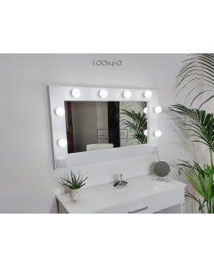 DURA Ogledalo za Šminkanje sa Ramom 100x60 sa 8 LED sijalica MakeUp Mirror Kozmetičko Frizer - DURA1302