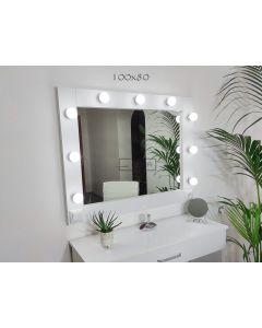 DURA Ogledalo za Šminkanje sa Ramom 100x80 sa 9 LED sijalica MakeUp Mirror Kozmetičko Frizer - DURA1301