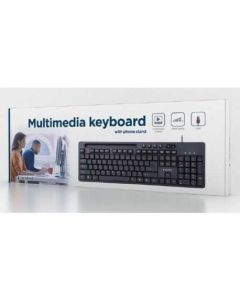 GEMBIRD KB-UM-108 Multimedijalna tastatura US layout black USB sa drzacem za telefon - 101316