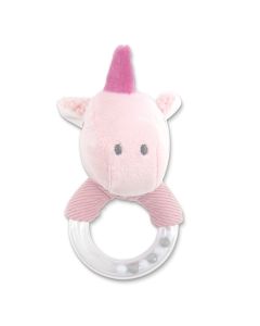 LORELLI Plišana zvečka - ring Jednorog, roze - 10191360007