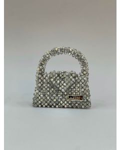 AZIBI Ženska torba od kristalnih perli Piccolina, siva