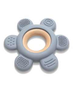 LORELLI SILIKONSKO DRVENA GLODALICA ZA BEBE FLOWER - NATURAL GREY