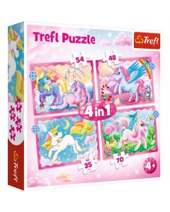 TREFL Puzzle 4u1 Unicorns and Magic 34389 - 54, 48, 35, 70 delova