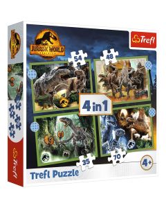 TREFL Puzzle 4u1 Dangerous dinosaurs 34607 - 54, 48, 35, 70 delova
