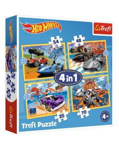 TREFL Puzzle 4u1 Hot Wheels Vehicles 34627 - 54, 48, 35, 70 delova