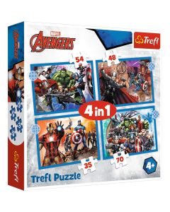 TREFL Puzzle 4u1 Brave Avengers 34386 - 54, 48, 35, 70 delova