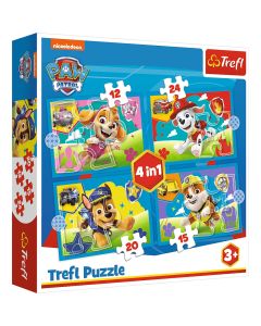 TREFL Puzzle 4u1 Paw Patrol, Running Puppies 34628 - 12, 24, 20, 15 delova
