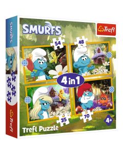 TREFL Puzzle 4u1 Life in the Smurf Village 34664 - 54, 48, 35, 70 delova