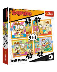 TREFL Puzzle 4u1 Garfield loves lasagna 34673 - 54, 48, 35, 70 delova