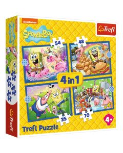 TREFL Puzzle 4u1 Sponge Bob's underwater life 34674 - 54, 48, 35, 70 delova