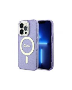 LICENSED GUESS Futrola za iPhone 14 Pro, zlatna/ljubičasta sa gliterom - GUHMP14LHMPGSU