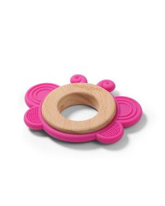 BABYONO Glodalica drveno silikonska - roze - 1075-01-02-03_roze
