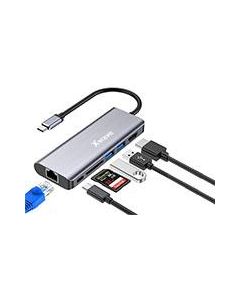 XWAVE Adapter 6in1 Tip-C na HDMI USB3 SD,RJ-45 port replikator,blister - 027245