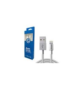 XWAVE Kabl USB IPHONE 2m 3A,lightning aluminium, upleteni, srebrna - 028885