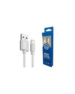 XWAVE Kabl USB2.0 na Micro USB 1.2M, 2A, aluminium, upleten, srebrni - 028894
