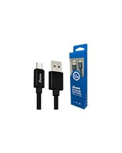 XWAVE Kabl USB2.0 na Micro USB 1,2M,2A, aluminium, upleten, crna - 028900