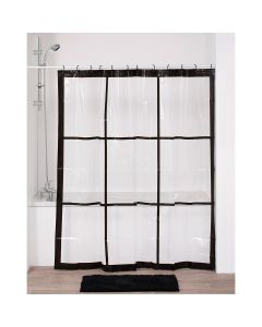 TENDANCE Zavesa za kadu 180x180cm Retro, bela/crna - 1108716