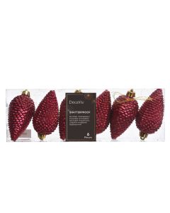 DEKOR DOM Novogodišnji set ukrasa Šišarka 8cm 6/1 028599, crvena - 043318