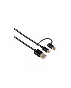 HAMA 2u1 micro USB kabl sa USB-C adapterom, pozlata, 1m 54512 - 112534