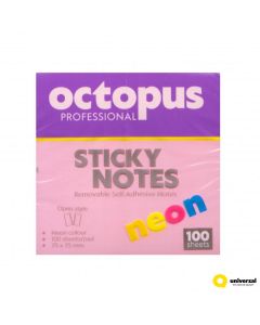 OCTOPUS Samolepljivi blok 75x75mm 100 lista neon pink unl-2043 - 112923-1