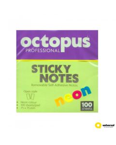 OCTOPUS Samolepljivi blok 75x75mm 100 lista neon zeleni unl-2044 - 112924