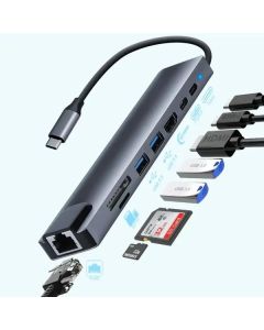 Adapter-konverter USB Tip C Zeus 11/1 1xUSB3.0/3xUSB2.0/HDMI/TF/SD/Audio/RJ45/VGA/Tip C PD - TW11a