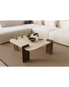 HANAH HOME Klub sto Afrolli, mermerna/tamno braon