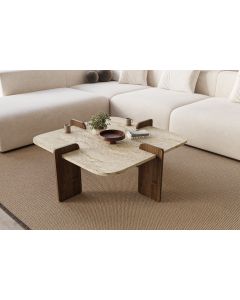 HANAH HOME Klub sto Poalla, mermerna/tamno braon