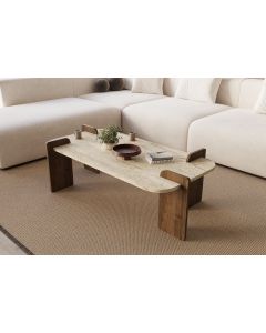 HANAH HOME Klub sto Leapiri, mermerna/tamno braon