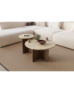 HANAH HOME Set klub stolova Private 2/1, mermerna/tamno braon