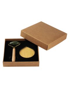 Set za negu lica DERMA 2u1 - gua sha masažer + ogledalce, bambus, poklon set