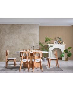 HANAH HOME Set trpezarijski sto i stolice Pera, svetlobraon/bela