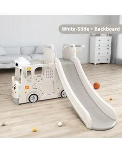 PREMIUM STIL Dečiji beli vozić sa toboganom, košem i ostavom za igračke