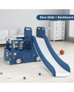 PREMIUM STIL Dečiji plavi vozić sa toboganom, košem i ostavom za igračke
