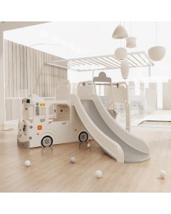 PREMIUM STIL Dečiji beli vozić sa toboganom, ljuljaškom i ostavom za igračke