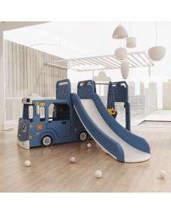 PREMIUM STIL Dečiji plavi vozić sa toboganom, ljuljaškom i ostavom za igračke
