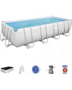 BESTWAY Bazen za metalnim okvirom, merdevinama i filter pumpom 488x244x122cm Power steel rectangular - 3944