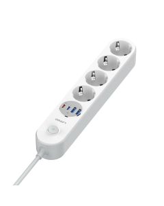 Produzni kabl LDNIO SE1-C 2500W EU, 4 uticnice 2xUSB 12W, 2xPD 20W beli 2m